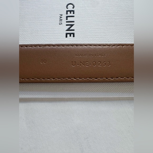 Celine Triomphe Patent Leather Belt | Champagne/Fawn “Taurillon” | Size 80 - Picture 5 of 8